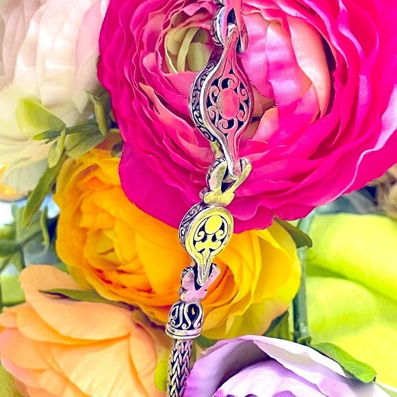 ❗️FINAL PRICE❗️925 Sterling Silver and 18k Yellow Gold Blue Topaz Bracelet. - Picture 5 of 9